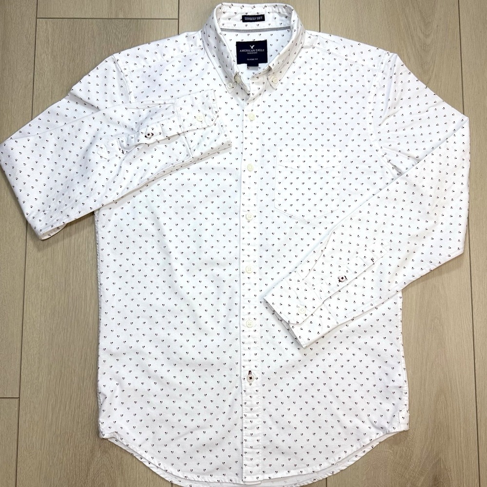American Eagle Floral Print Shirt Mens XS Cotton Button Down Casual Preppy EUC